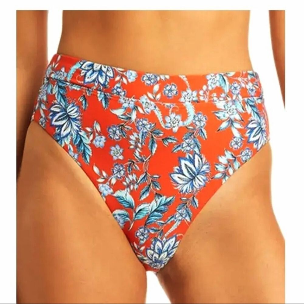 Sea Level Swim Australia Habitat High Waist Bikini Bottom Flame Floral NWT Sz 14